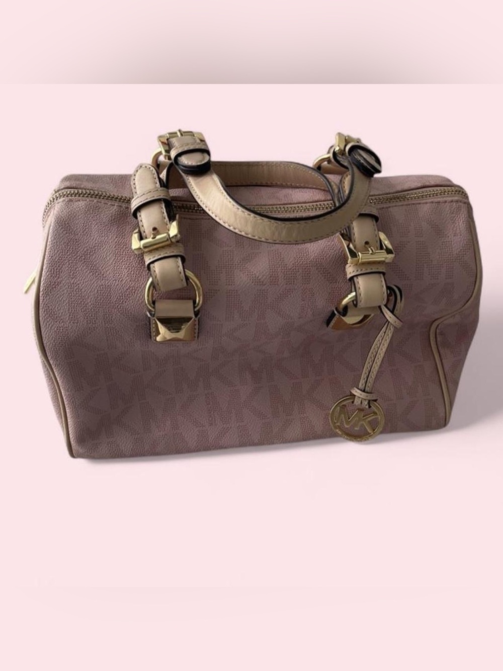 Michael Kors Blush Pink Logo Satchel with Gold Accents